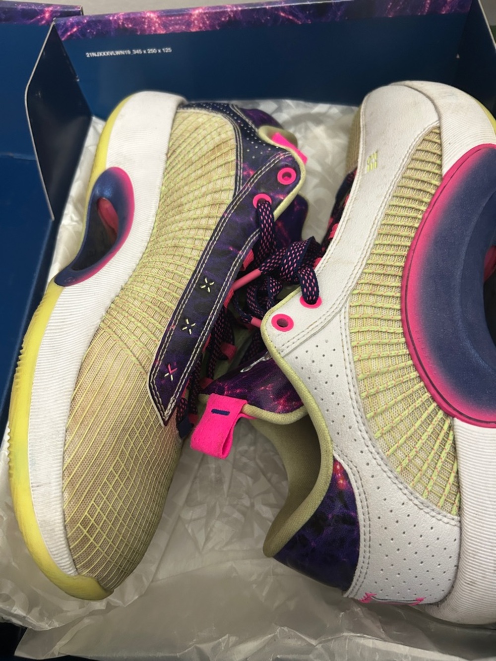 Jordan Men's Athletic Shoes Cream Purple Pink Yellow
